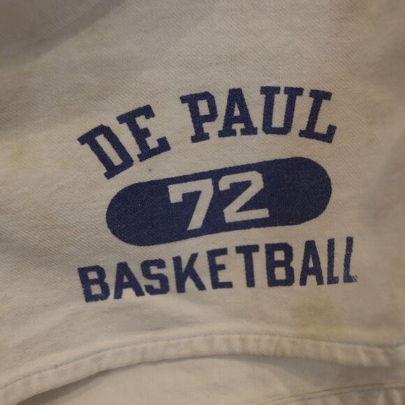 Champion DePaul Basketball Shorts Vintage 1970s Blue White Trim 72 THRASHED - Picture 2 of 5
